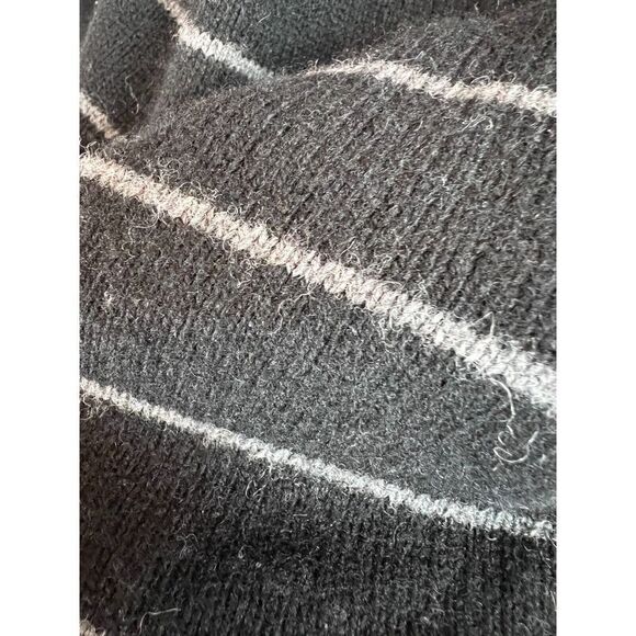 EDDIE BAUER mens black gray striped wool blend zip mock neck sweater pullover L - Picture 4 of 6